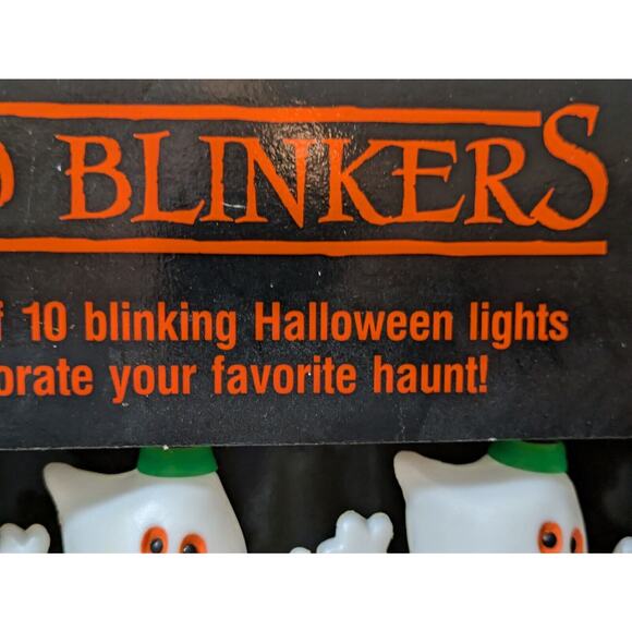 Vtg Hallmark Halloween Boo Blinkers White Ghost Plastic Blow Mold Light String - Picture 5 of 7